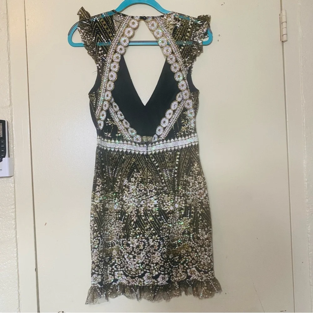 Hello Molly Black Mini Dress with Silver Sequin Embellishment - Picture 9 of 13